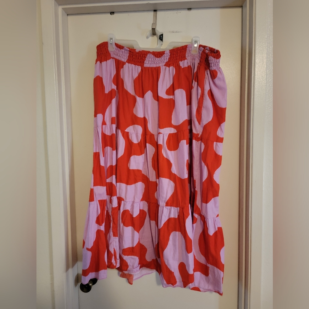 Ava & Viv 3xl Red and Lavender Maxi Peasant Skirt